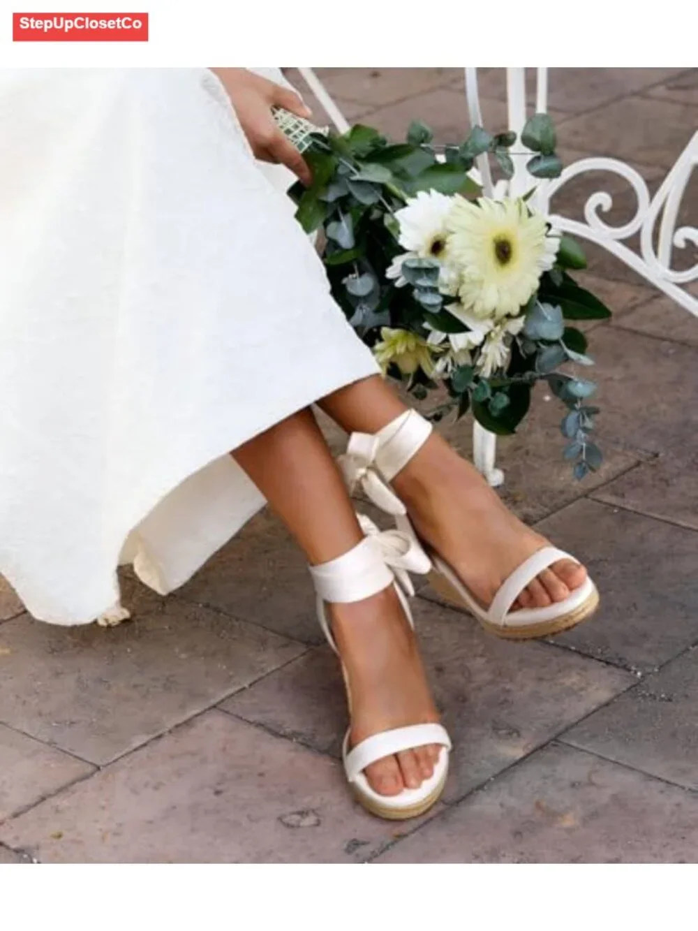 Espadrille Wedge Sandals Platform Heels Ankle Strap Tie Lace Up